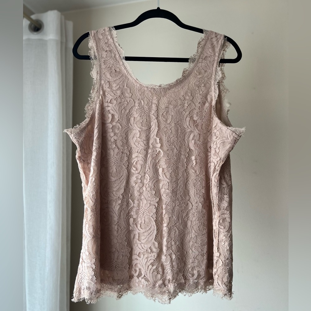 NWOT Adiva blush pink lace sleeveless top. New! Never worn!